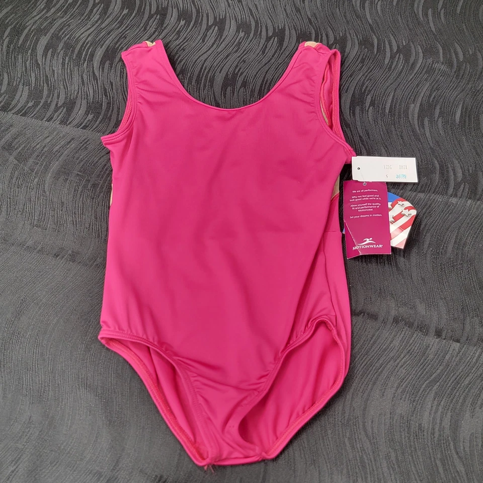 Motionwear Danza Gimnasia Leotardo Rojo Sólido Dorado Rayas Niñas Grande 12-14 Foto 4 de 4