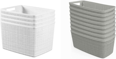 Set of Decorative Plastic Organization and Storage Baskets, Set of 12