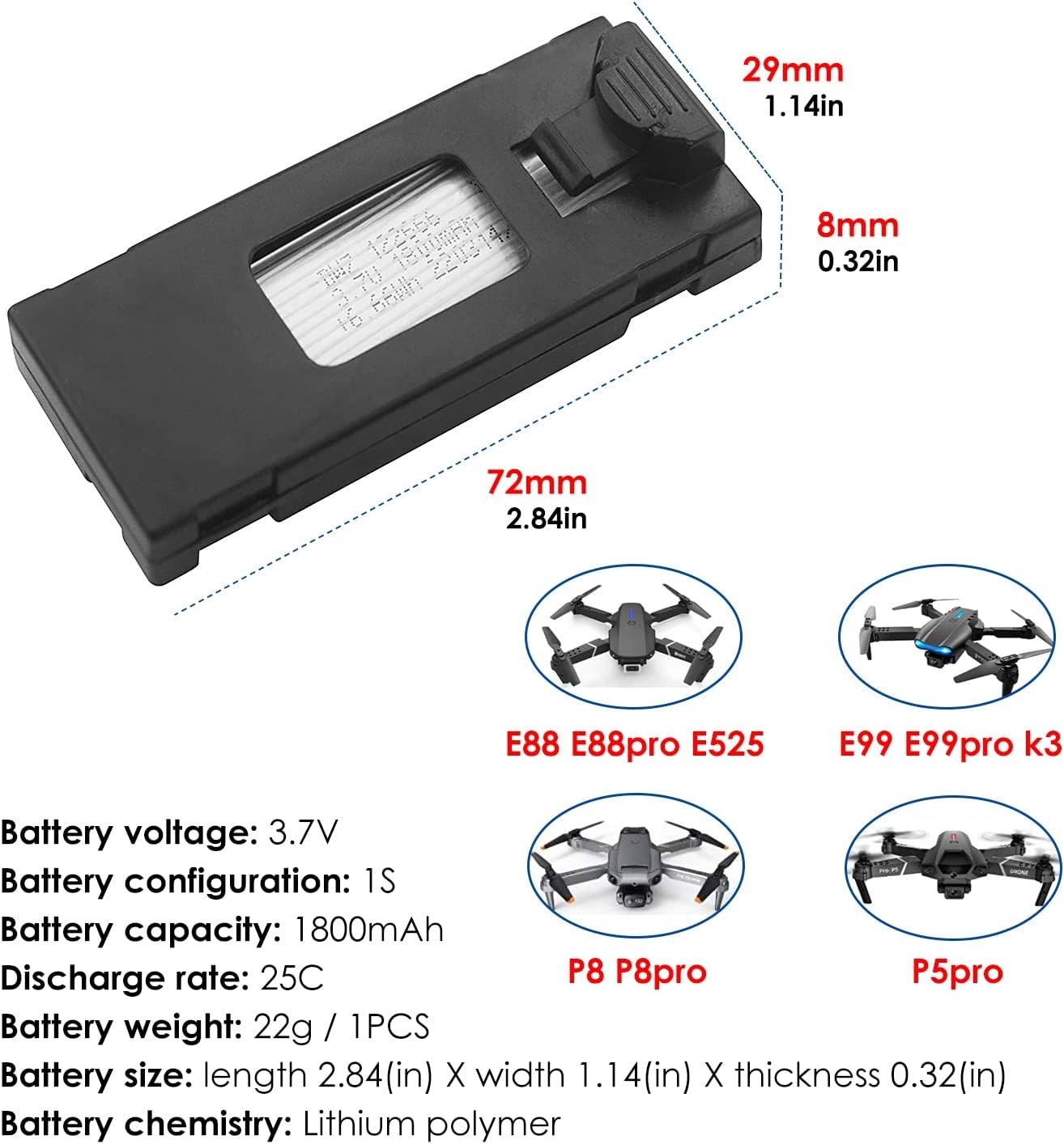 Rechargeable 3.7V Li-Po Batteries with Charger for Enhanced Drone Adventures