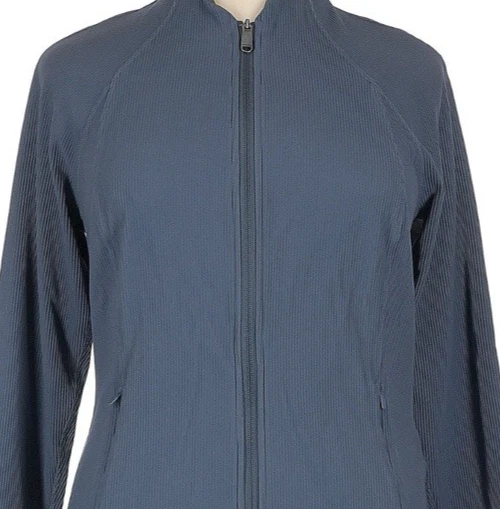 Chaqueta acanalada azul con cremallera Athleta para mujer ¡Perfecta para hacer recados también! XL Foto 3 de 4