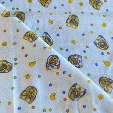 1.4 YD Vintage Sleepy Teddy Bear Fabric Cotton Poly Blend