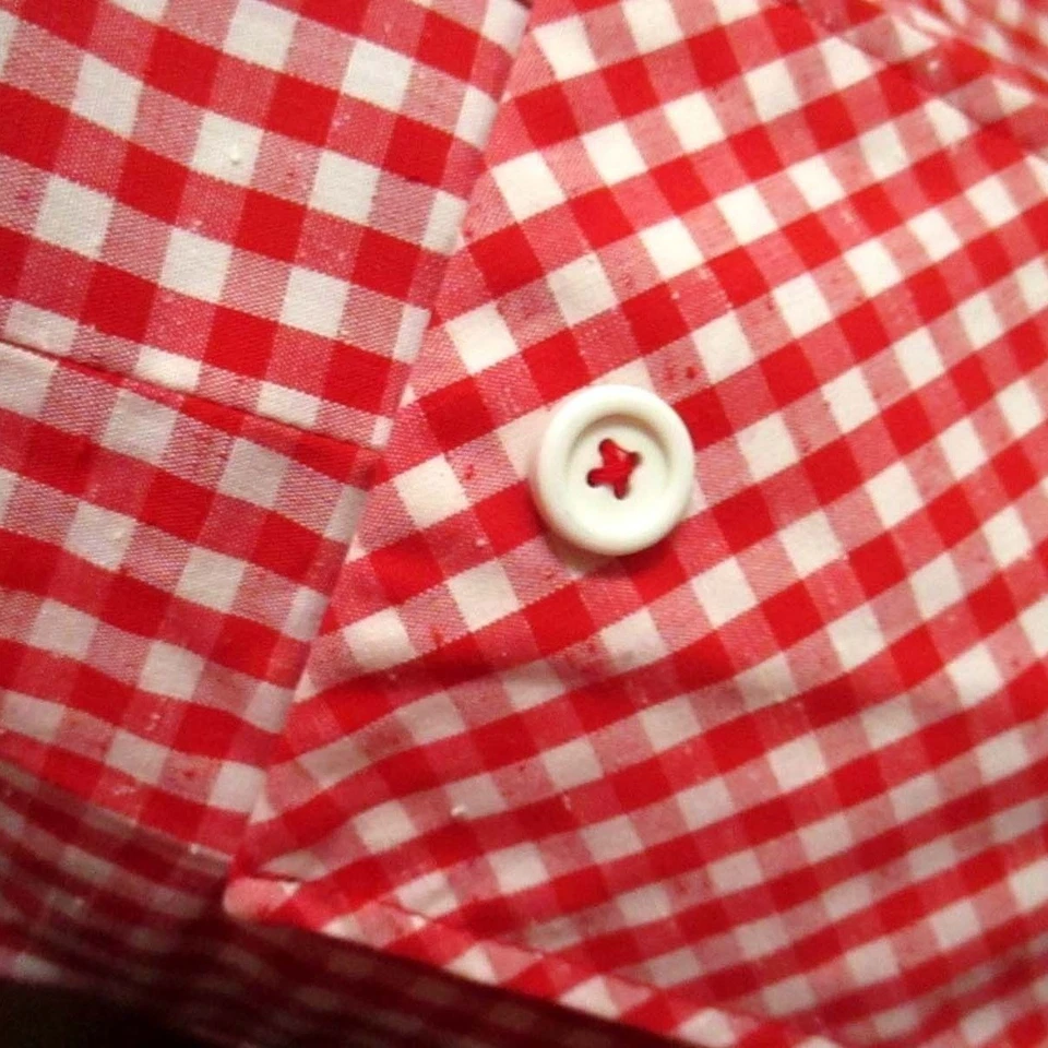 Medium Vintage Boho Blazer 1970's JH Jacket Womens Red White Checkered Cloth - Image 4 of 4