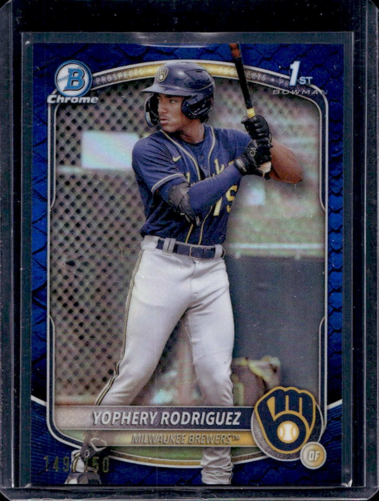 2025 Bowman Yophery Rodriguez Chrome Reptilian Blue Refractor 1st #149/150
