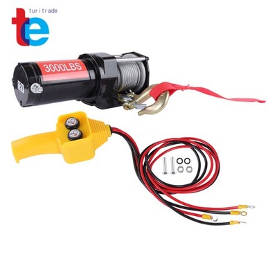 3000lb 32ft Steel Cable Electric Winch 12VDC/1.3HP Copper Motor 135:1 Gear Ratio