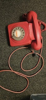 Vintage Red Dial Up Telephone 1980's With Cable Used
