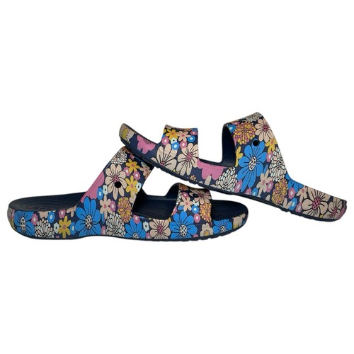 Crocs sandalo classico retrò floreale unisex uomo 13 donna 15 blu navy base nuovo - Foto 8 di 13