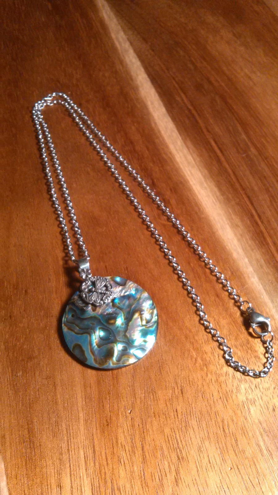 Abalone Shell Sterling Silver Dragonfly Pendant Stainless Steel Necklace