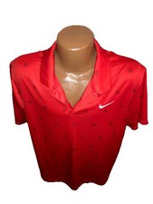 Nike Dri Fit Red Print Golf Polo Shirt Men  s Size Large