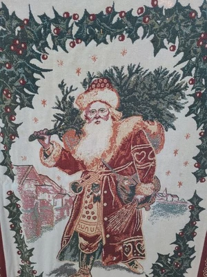 Goodwin Weavers Old World Santa Fringed Tapestry Throw Blanket 64X51 - Image 1 of 4