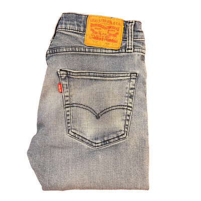Levis 502 Jeans Mens 30x30 Premium Big E Straight Stretch Blue Denim Light Wash
