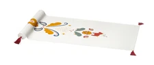 IKEA MAVINN Table Runner, White Red Tassel, 14" x 51" / 35x130 cm NEW MÄVINN