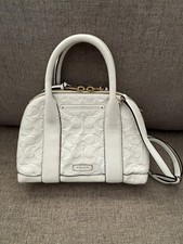 Coach Bleecker Mini Preston satchel Bag White Leather Handbag Purse Signature C