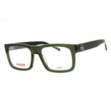 Hugo Men's Eyeglasses Green Plastic Square Frame Clear Demo Lens HG 1257 01ED 00