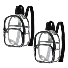 2 Pcs Mini Transparent Backpack Clear Bookbag for Girls Beach Pool