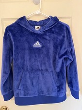 ADIDAS Girls Dark Blue Fleece Hoodie Sweatshirt Large 14 EUC