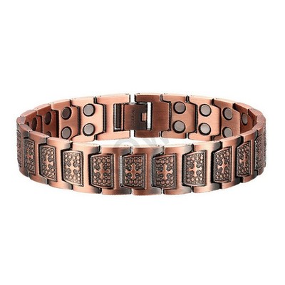100% Pure Copper Energy Chain Bracelet Magnets Cross Crucifix Therapy Health