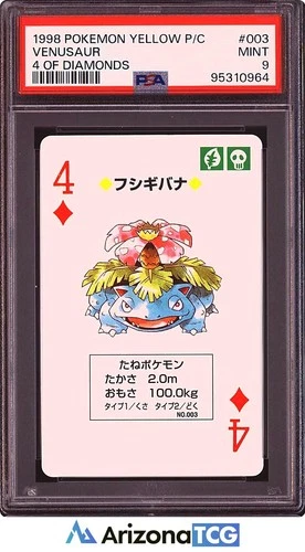 Pokemon 1998 Venusaur 003 4 Of Diamonds Yellow Playing Card Japanese PSA 9