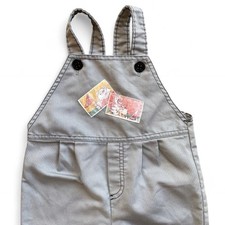 Vintage Carters Grey Kids Overalls W/ Cartoon Patches Size 3T