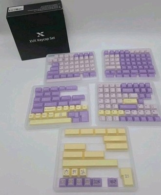 XVX Purple Yellow Keycaps Double Shot PBT Keycap 216 Set Cherry Profile New