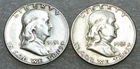 1951 P & S Franklin Silver Half Dollar Bright lot of 2 coins in saflip #S341