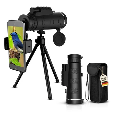 Monokulares Teleskop Fernglas Fernrohr mit Stativ und Handyhalter BAK-4 Prisma - Bild 1 von 4