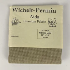Wichelt Cross Stitch Fabric 14 count Permin Aida Natural Light 357-140A 18x25”
