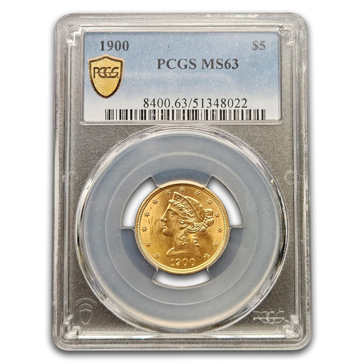 MS 63 Graded 1900 Year Half Eagle $5 US Gold Coins (Pre - 1933
