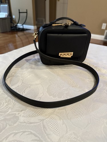 ZAC Zac Posen Earthette Mini Small Box Leather Crossbody Black Handbag 6.5”x5” - 第 1/11 張圖片