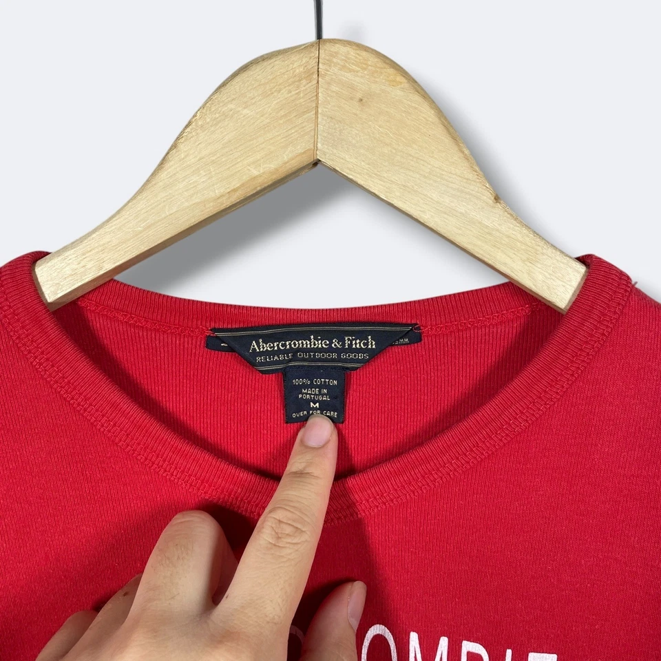 Винтажный Abercrombie Fitch L/s графический футболка женщин M красный V шеи Y2K ретро - Изображение 3 из 4