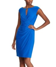 Ralph Lauren | Portuguese Blue Keyhole Stretch Jersey Cap-Sleeve Dress Sz 2 NWOT
