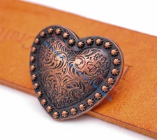 6PCS WESTERN HEADSTALL HORSE TACK HEART COPPER BERRY SADDLE CONCHOS 1-1/8 Inch