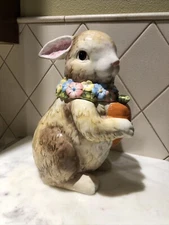 Very Rare Harry & David Bunny Rabbit & Carrot Easter Cookie Candy Jar Canister