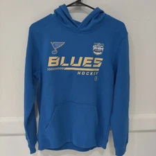 NHL Youth '22 Winter Classic St. Louis Blues Blue Pullover Hoodie Large 6D043