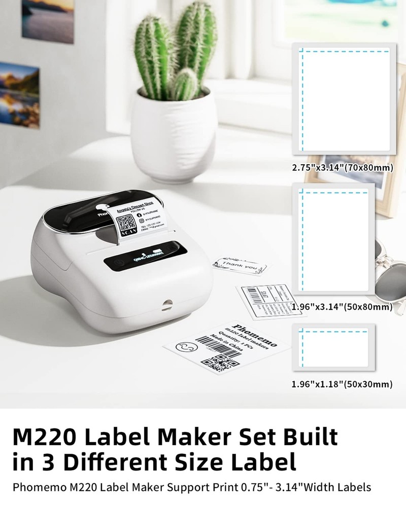 Phomemo M220 Bluetooth Barcode Label Printer – 3 Inch Thermal Sticker Maker