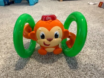 Bright Starts Roll and Glow Monkey Toy Play To Learn Lights Baby Works Great