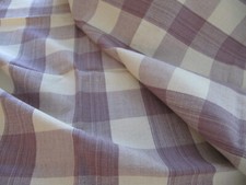 0.7 Yards 25" New Piece Remnant Linen Plaid/Check Fabric, Purple/Ivory, 54" W