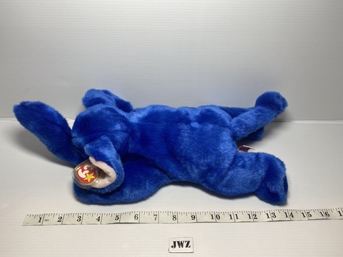 TY BEANIE BUDDY 1998 ROYAL BLUE PEANUT THE ELEPHANT w/ EAR TAG - (ERROR) - RARE - Picture 10 of 11