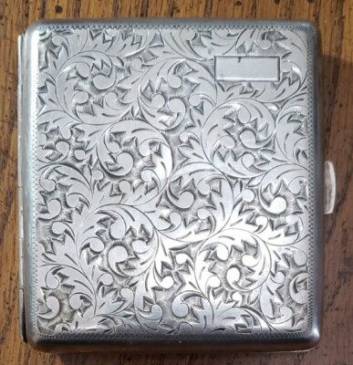 Sterling Silver .950 Cigarette Case Vintage Engraved Japanese Filter Cigs  (#004)