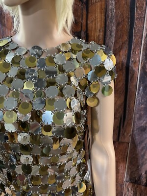 Paco Rabanne Women's Sequin Mini Dress in Gold | Size: 38 Paco Rabanne Women's Sequin Mini Dress in Gold | Size: 38