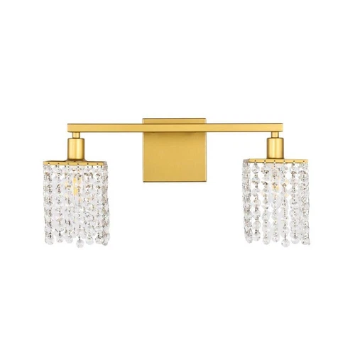 Living District Phineas 2-Light Mid-Century Metal Wall Sconce in Brass and Clear - Picture 6 of 7