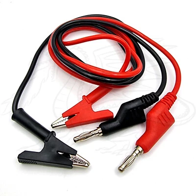 PROSCAN AUTOMOTIVE 2PCS 4mm Stackable Banana Plug to Crocodile Alligator Clip Test Leads 1M Cable