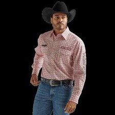 WRANGLER MEN'S POINTED RED CLASSIC LONG SLEEVE SNAP WESTERN SHIRT
