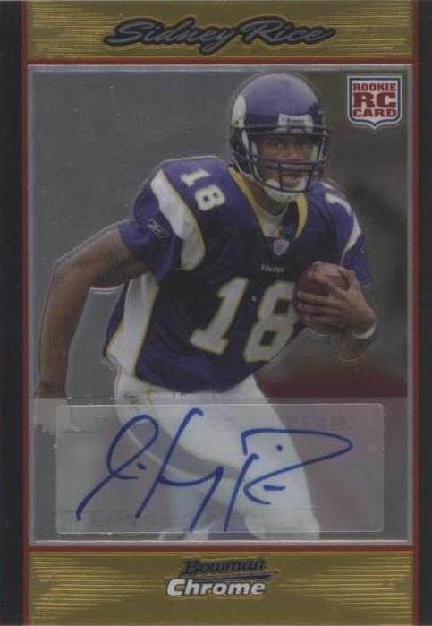 2007 Bowman Chrome - Sidney Rice #BC79 Gold Refractor Rookie Autographs ...
