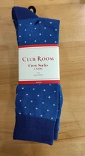 Men's Club Room 4 Pack Crew Socks Dress Socks Multi Color Blues Shoe Sizes 8-13