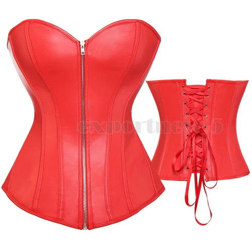 Retro Steampunk Gothic Corset Burlesque Lace Up Basque Top Bustier Waist Cincher - Picture 20 of 27