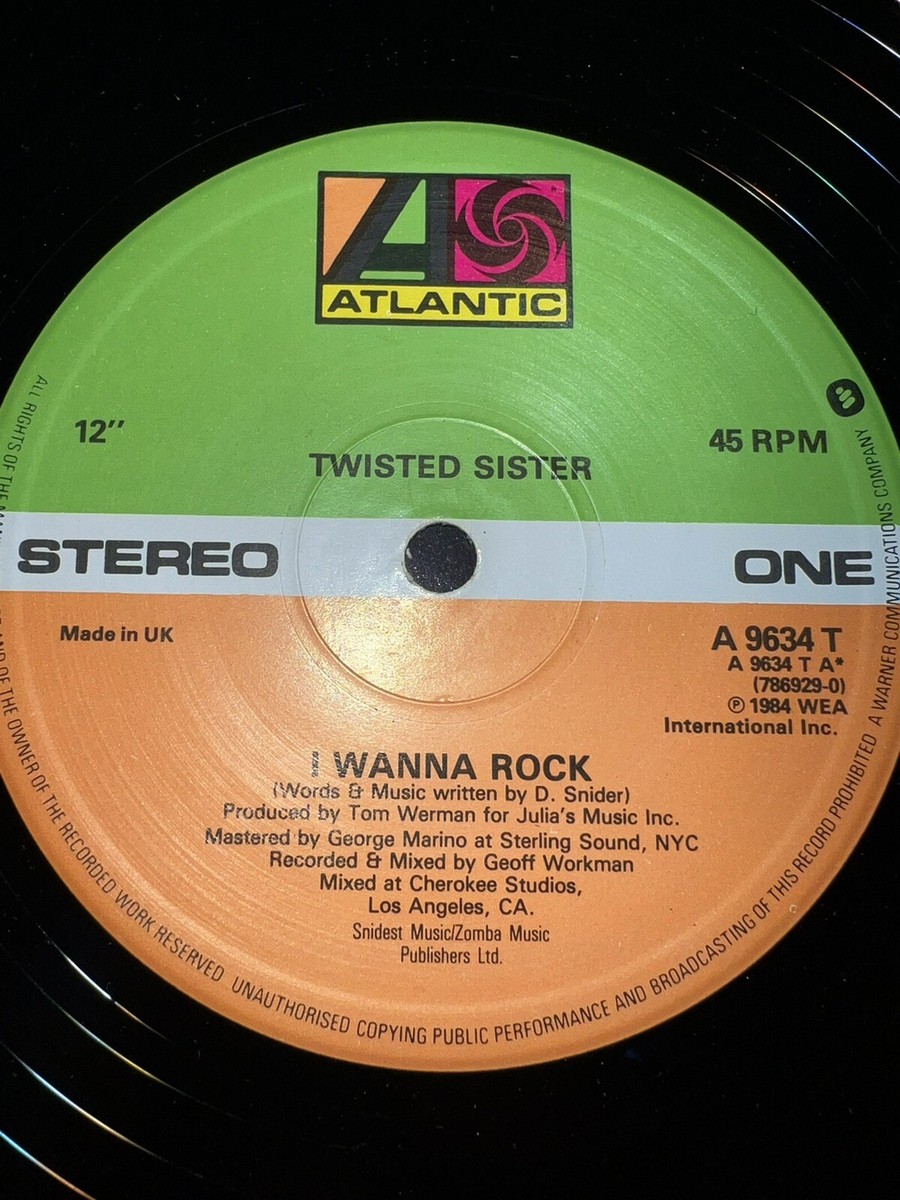TWISTED SISTER I WANNA ROCK 12” import vinyl single. UK. Vintage