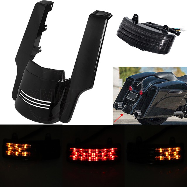 Smoke Rear TriBar LED Turn Signal Tail light & 5" Fender Extension For Harley eBay