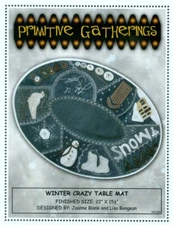 Winter Crazy Table Mat - Pattern by Lisa Bongean - Wool Applique + Embroidery