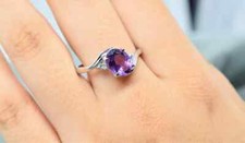 Unique Amethyst Ring, Oval Cut, Adjustable Ring, Designer Ring,925 Sterling