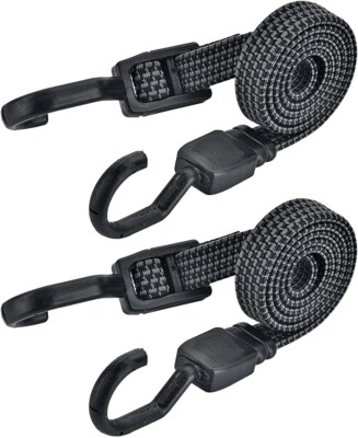 2 Pack 24 Inch Adjustable Flat Bungee Cord with Hooks for Cargo Loads Luggage